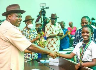 Bayelsa State Governor, His Excellency—Douye Diri Awards scholarship to Africa U-10 Chess Champion Deborah Quickpen